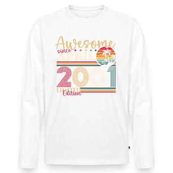 22. Geburtstag Mann April Jahrgang 2001 Awesome - Männer Premium Bio Langarmshirt - Weiß - Vorne - Nico (187cm)