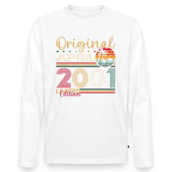 22. Geburtstag Mann April Jahrgang 2001 Original - Männer Premium Bio Langarmshirt - Weiß - Vorne - Nico (187cm)