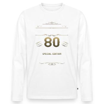 80. Geburtstag Mann Oldtimer Jahrgang 1943 - Männer Premium Bio Langarmshirt - Weiß - Vorne - Nico (187cm)