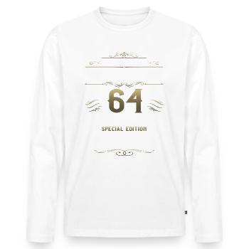 64. Geburtstag Mann Oldtimer Jahrgang 1959 - Männer Premium Bio Langarmshirt - Weiß - Vorne - Nico (187cm)