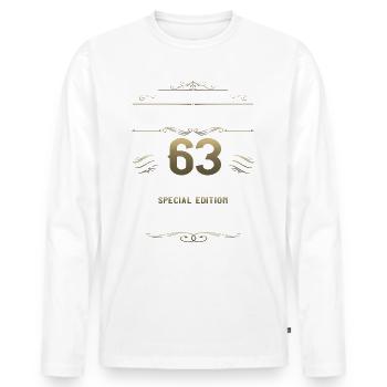 63. Geburtstag Mann Oldtimer Jahrgang 1960 - Männer Premium Bio Langarmshirt - Weiß - Vorne - Nico (187cm)