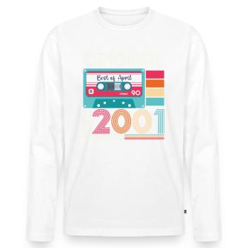 22. Geburtstag Mann April Jahrgang 2001 Kassette - Männer Premium Bio Langarmshirt - Weiß - Vorne - Nico (187cm)