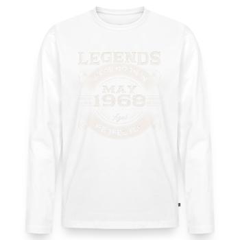55e anniversaire Homme May né en 1968 Légendaire - T-shirt manches longues Premium bio Homme - blanc - Devant - Nico (187cm)