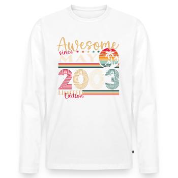 20th Birthday Man Woman Awesome May Vintage 2003 - Men's Premium Organic Long Sleeve Shirt - white - Front - Nico (187cm)