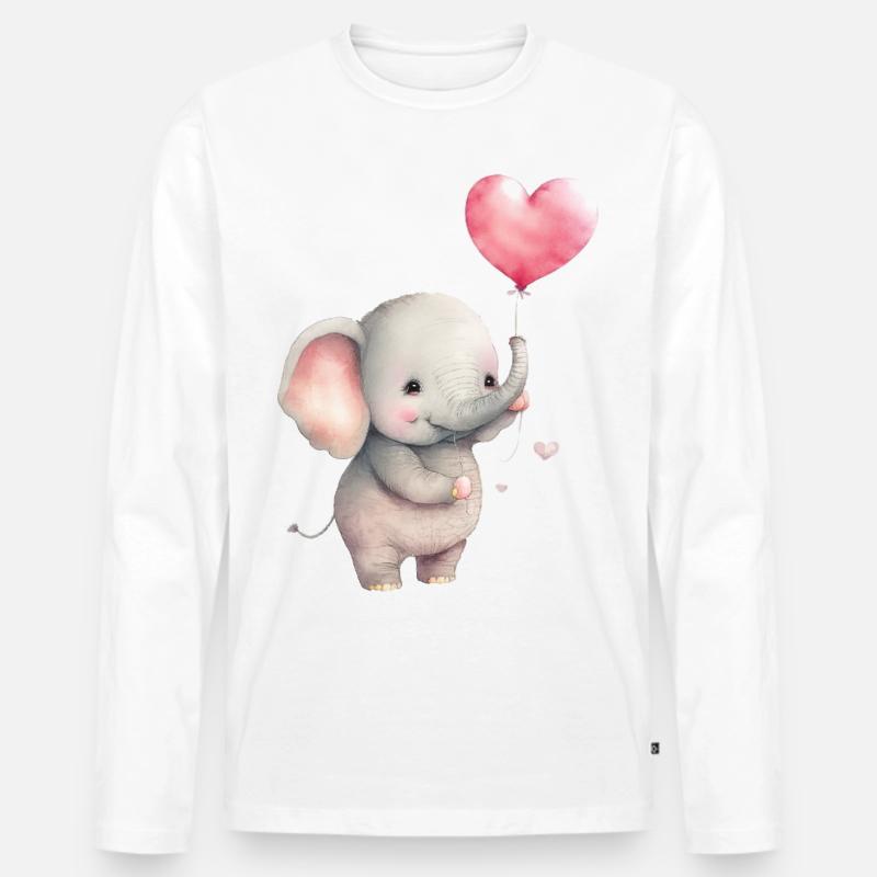 Niedlicher Elefant - Männer Premium Bio Langarmshirt - Weiß