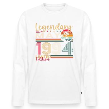 29ème Anniversaire Homme Légendaire Mai Millésime 1994 - T-shirt manches longues Premium bio Homme - blanc - Devant - Nico (187cm)