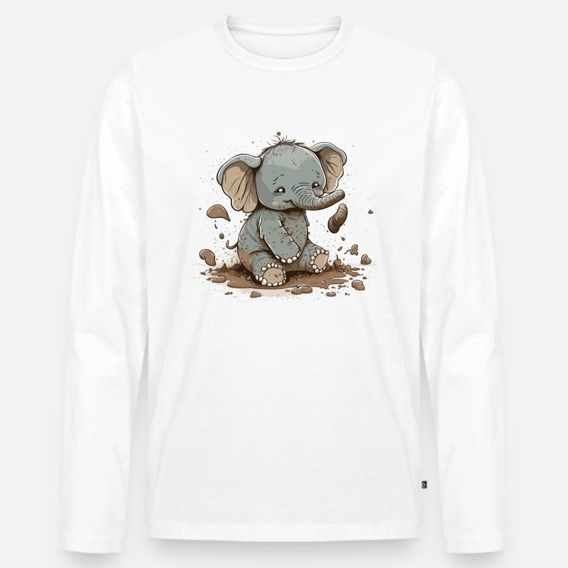 Schlammiges Abenteuer - Männer Premium Bio Langarmshirt - Weiß
