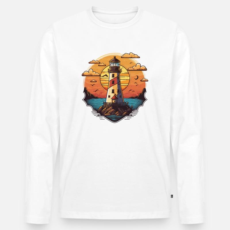 Wegweisendes Licht - Männer Premium Bio Langarmshirt - Weiß