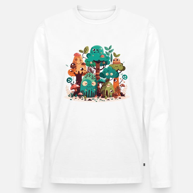 Der geschwätzige Wald - Männer Premium Bio Langarmshirt - Weiß