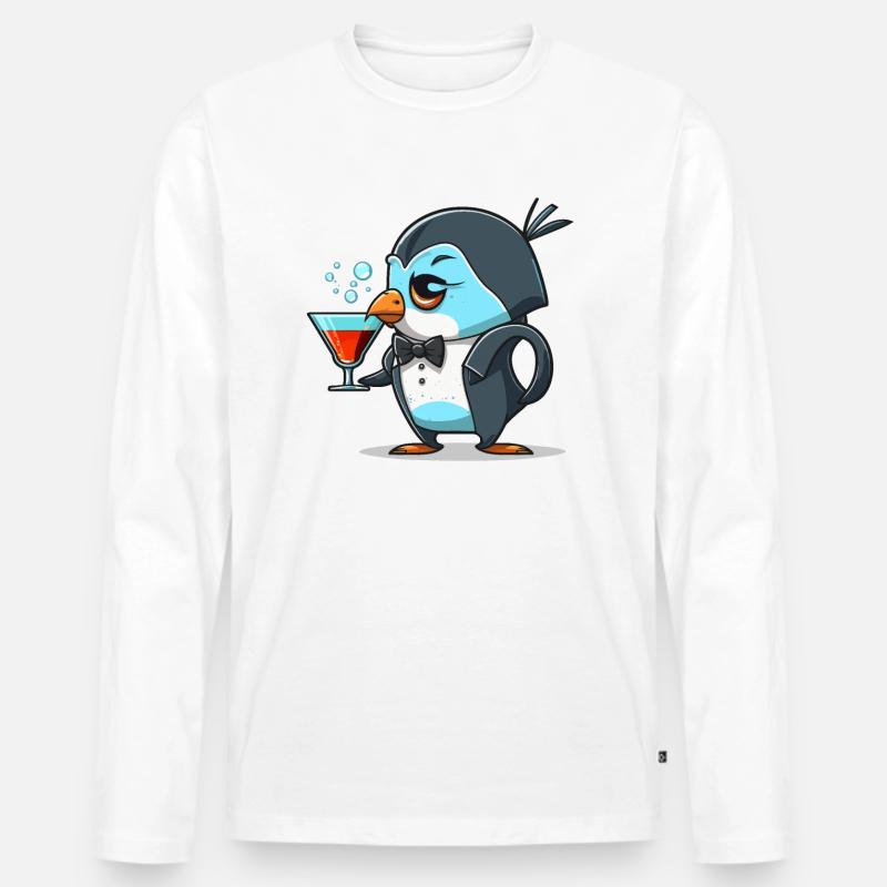 Ausgefallener Pinguin - Männer Premium Bio Langarmshirt - Weiß
