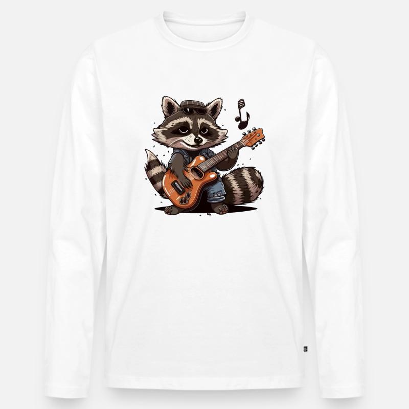 Waschbär Rocker - Männer Premium Bio Langarmshirt - Weiß