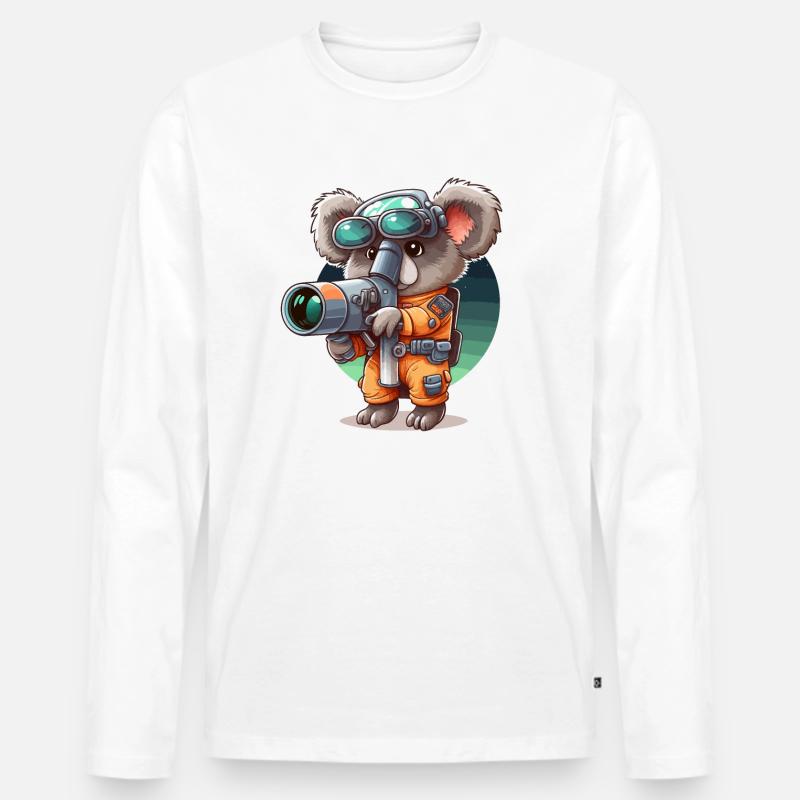 Weltraum-Koala - Männer Premium Bio Langarmshirt - Weiß