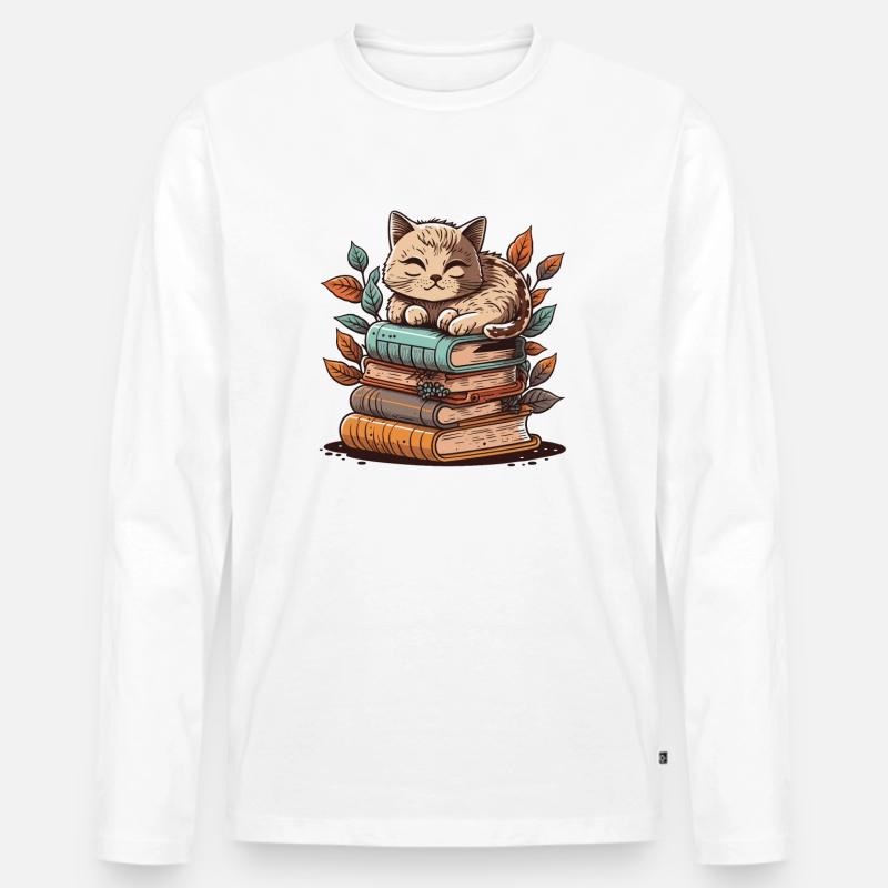 Die buchstäbliche Katze - Männer Premium Bio Langarmshirt - Weiß