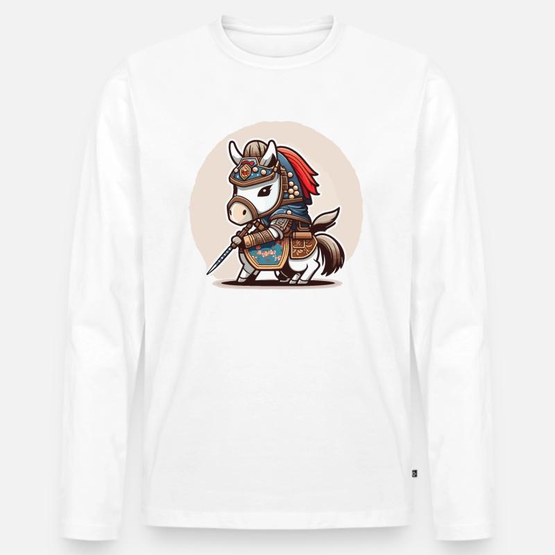 Reiterlicher Krieger - Männer Premium Bio Langarmshirt - Weiß