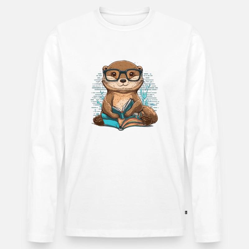 Otterly Vertieft - Männer Premium Bio Langarmshirt - Weiß