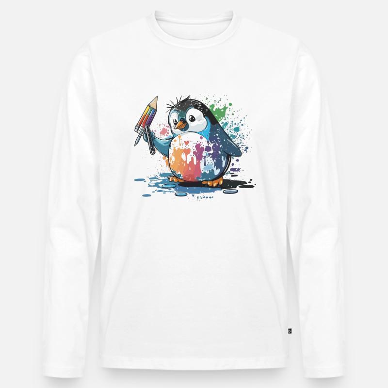 Pinguin-Palette - Männer Premium Bio Langarmshirt - Weiß