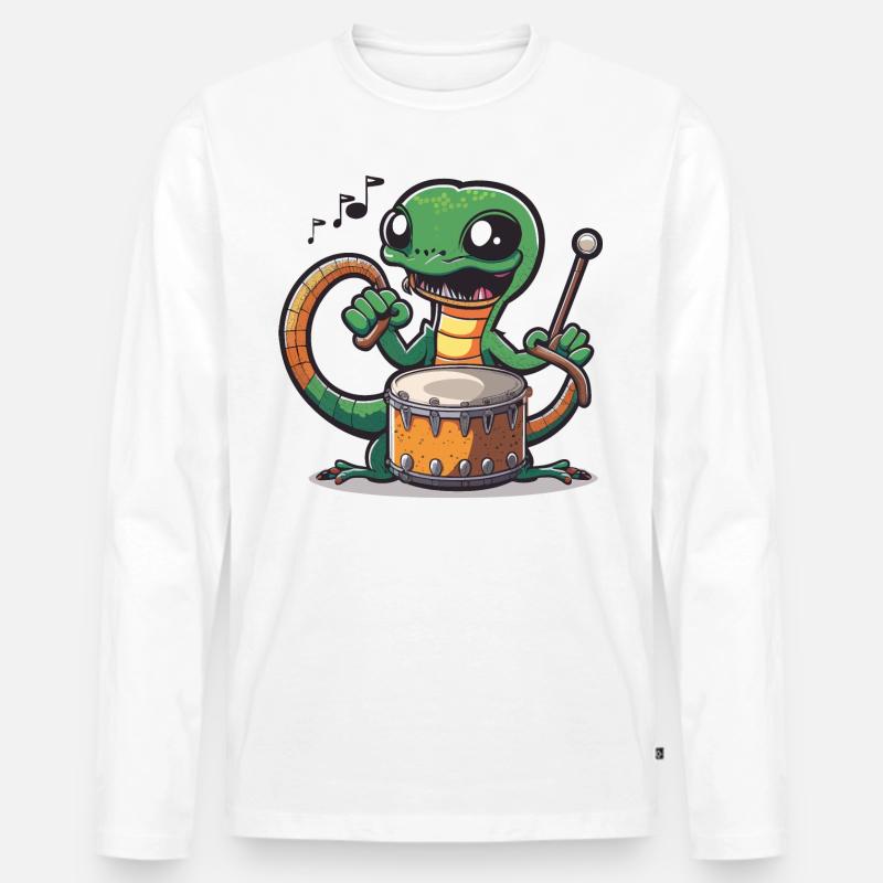 Schlangen-Beats - Männer Premium Bio Langarmshirt - Weiß