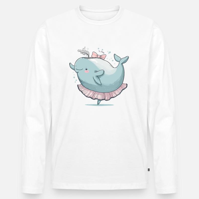 Wal-Walzer - Männer Premium Bio Langarmshirt - Weiß