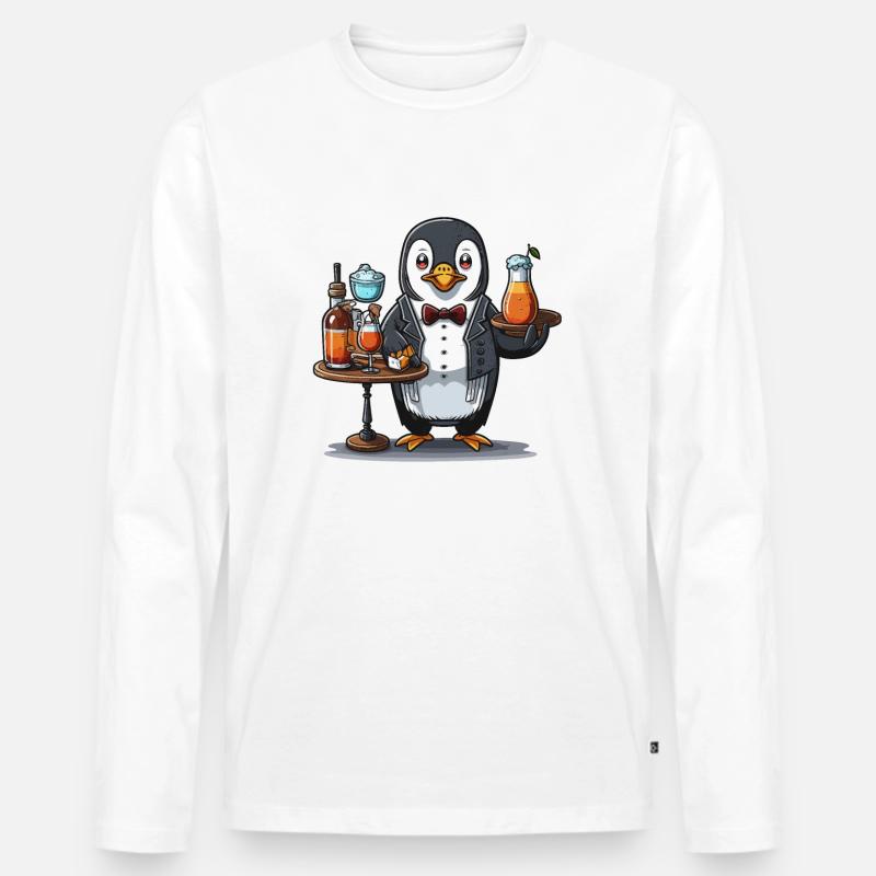 Pinguine gießen - Männer Premium Bio Langarmshirt - Weiß