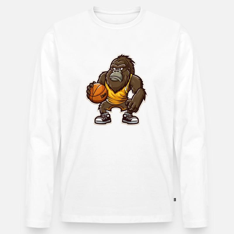 Gorilla Power Forward - Männer Premium Bio Langarmshirt - Weiß