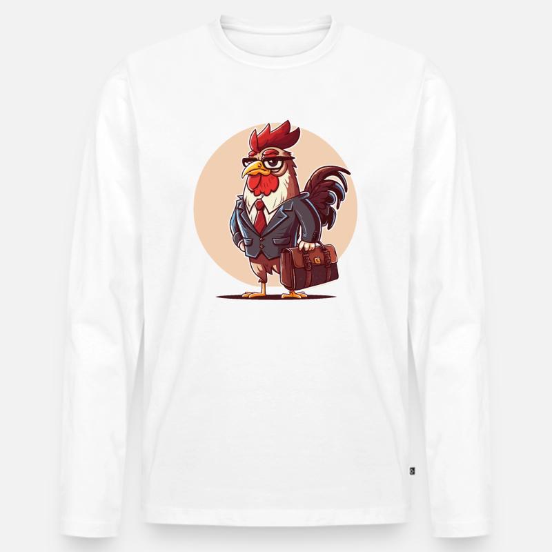 Rooster Enterprises - Männer Premium Bio Langarmshirt - Weiß
