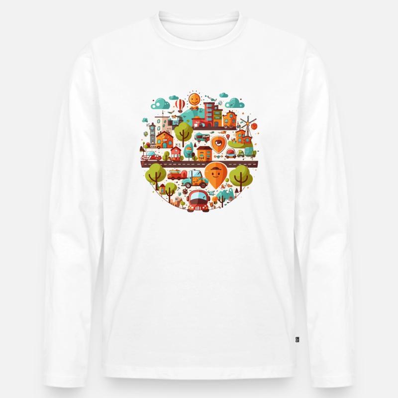 Der Stadtpendler - Männer Premium Bio Langarmshirt - Weiß