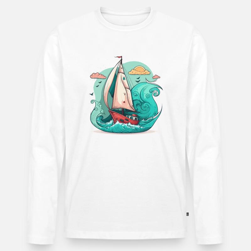 Der Seefahrer - Männer Premium Bio Langarmshirt - Weiß