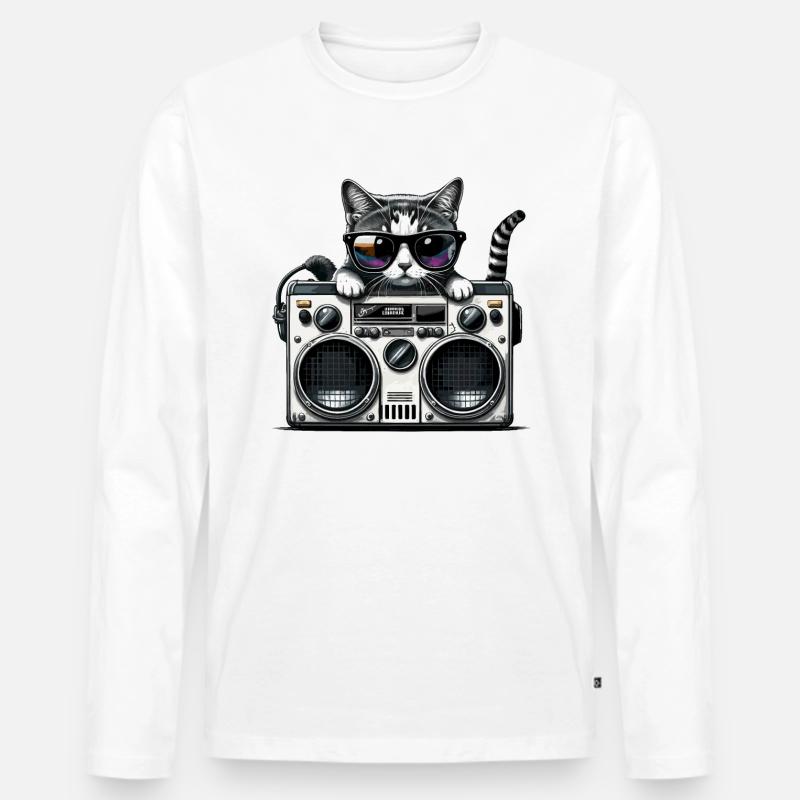 Coole Katze - Männer Premium Bio Langarmshirt - Weiß