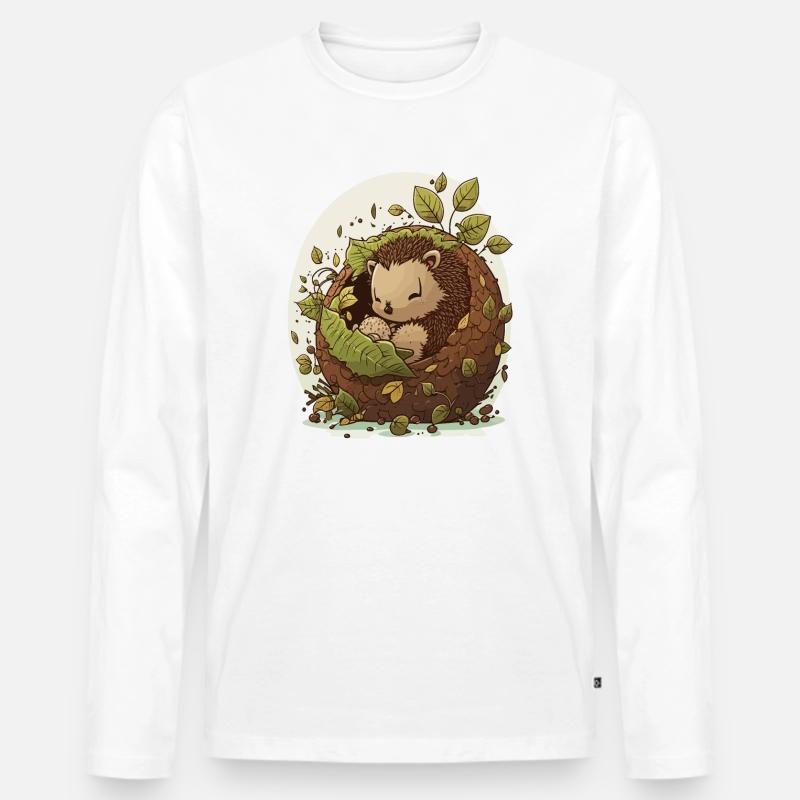 Kuscheliger Igel - Männer Premium Bio Langarmshirt - Weiß