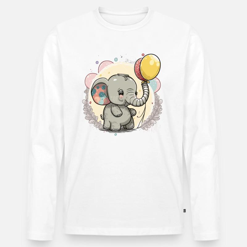 Baby-Elefanten-Liebe - Männer Premium Bio Langarmshirt - Weiß