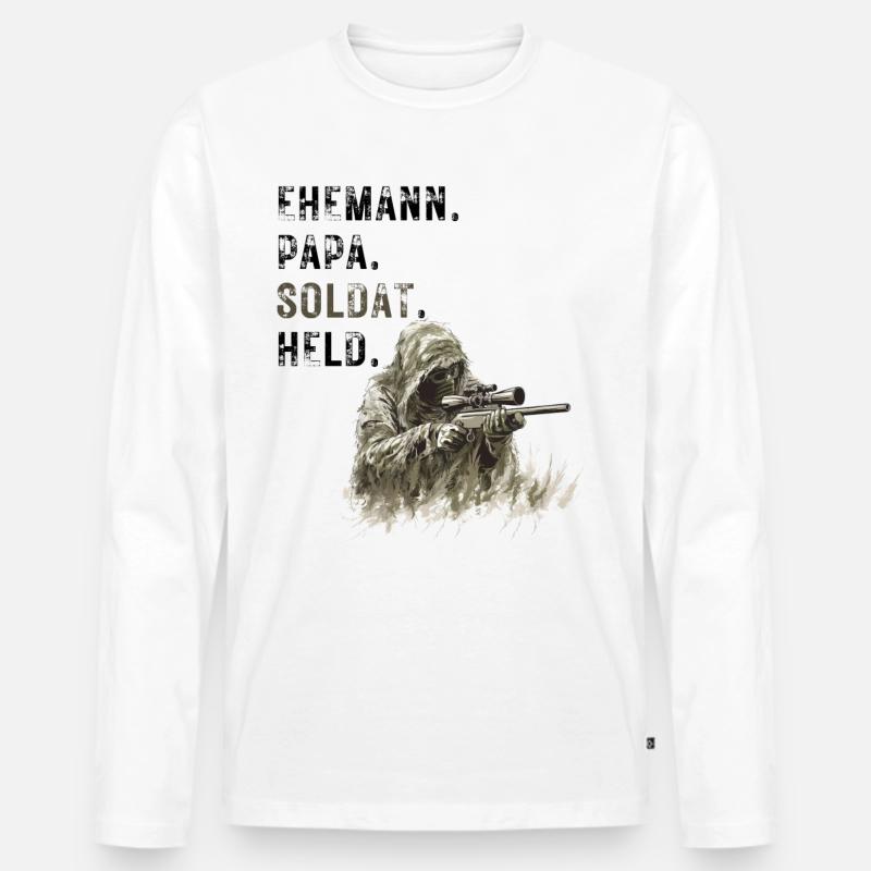 Ehemann Papa Soldat Held - Männer Premium Bio Langarmshirt - Weiß