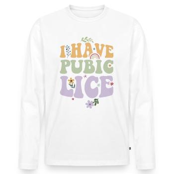 Arc-en-ciel ironique pubien poux humour vêtements - T-shirt manches longues Premium bio Homme - blanc - Devant - Nico (187cm)