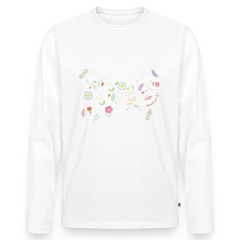 Cute Fox Lover Girl T-shirt - Men's Premium Organic Long Sleeve Shirt - white - Front - Nico (187cm)