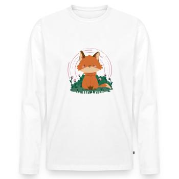 Cute Fox Lover Girl T-shirt - Men's Premium Organic Long Sleeve Shirt - white - Front - Nico (187cm)
