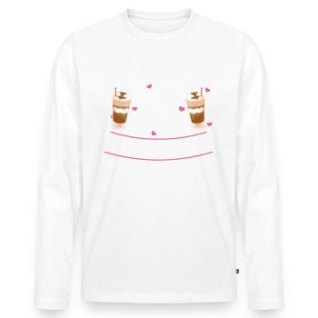 "girl Loves Iced Coffee Summer Tee" - Men's Premium Organic Long Sleeve Shirt - white - Front - Nico (187cm)