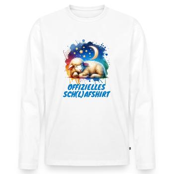 Chemise de nuit avec des moutons et des étoiles - T-shirt manches longues Premium bio Homme - blanc - Devant - Nico (187cm)