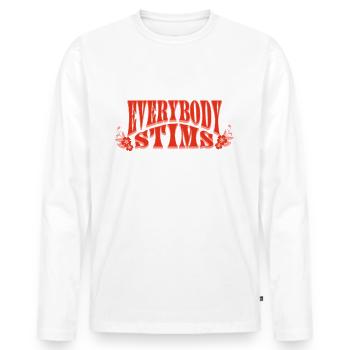Hippie Neurodiversity Everybody Stims Tee - Men's Premium Organic Long Sleeve Shirt - white - Front - Nico (187cm)