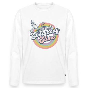 Hippie Neurodiversity Everybody Stims Tee - Männer Premium Bio Langarmshirt - Weiß - Vorne - Nico (187cm)