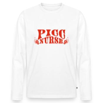 Picc Nurse Dedicated Care T-shirt - Männer Premium Bio Langarmshirt - Weiß - Vorne - Nico (187cm)