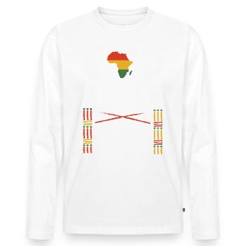Monat der schBlack History Period Essential Tee - Männer Premium Bio Langarmshirt - Weiß - Vorne - Nico (187cm)