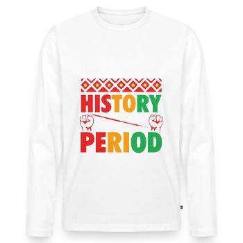Monat der schBlack History Period Essential Tee - Männer Premium Bio Langarmshirt - Weiß - Vorne - Nico (187cm)