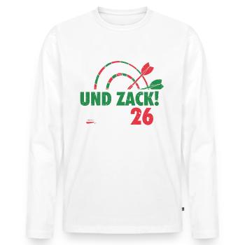 Dart Player Humor Zack 26 Tee - Men's Premium Organic Long Sleeve Shirt - white - Front - Nico (187cm)
