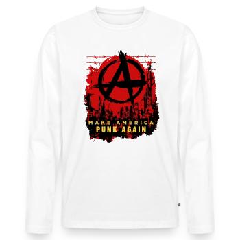 Punk Revival T-shirt punk politique - T-shirt manches longues Premium bio Homme - blanc - Devant - Nico (187cm)