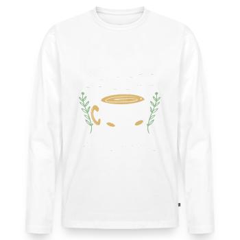 Coffee Hug In A Mug Comfort Tee - Männer Premium Bio Langarmshirt - Weiß - Vorne - Nico (187cm)