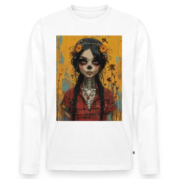 The Woman - Skull, Totenkopf, Pentagramm - Männer Premium Bio Langarmshirt - Weiß - Vorne - Nico (187cm)