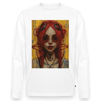 The Woman - Skull, Totenkopf, Pentagramm - Männer Premium Bio Langarmshirt - Weiß - Vorne - Nico (187cm)