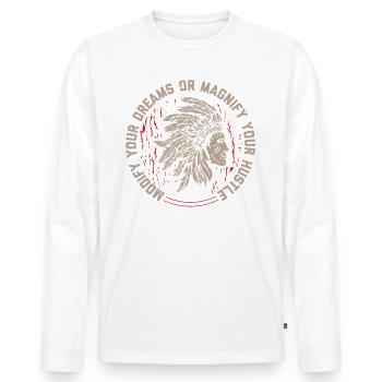 Hustle Hard Urban Motivation Tee - Men's Premium Organic Long Sleeve Shirt - white - Front - Nico (187cm)