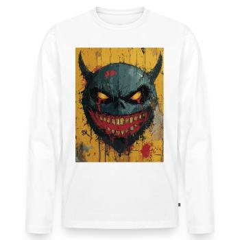 The Dark Devil - Horrormotiv - Männer Premium Bio Langarmshirt - Weiß - Vorne - Nico (187cm)