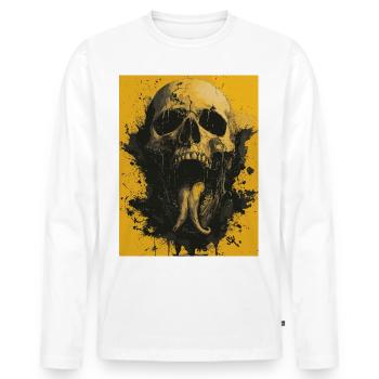 Dark Skull -Totenkopf, Horrormotiv - Männer Premium Bio Langarmshirt - Weiß - Vorne - Nico (187cm)