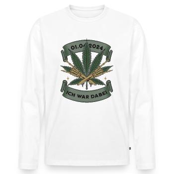 Légalisation du thé au cannabis 2024 - T-shirt manches longues Premium bio Homme - blanc - Devant - Nico (187cm)